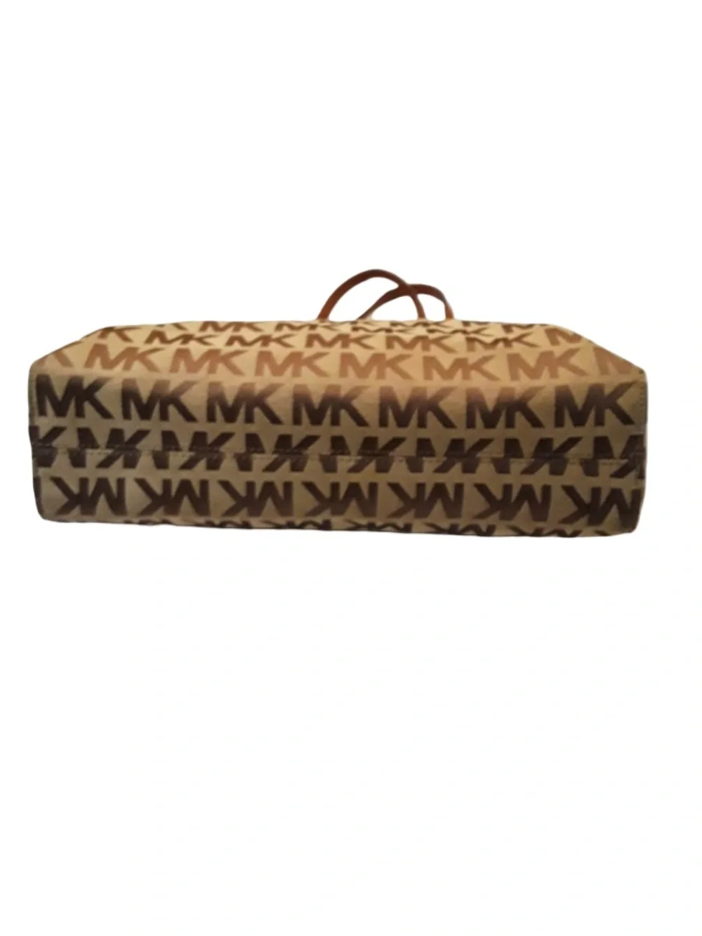 Michael Kors Jet Set Signature Tan and Brown MK Logo Shoulder Tote